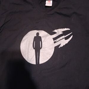 Fruit of the Loom Black Tee with Silver Graphic